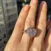3.5ct Crushed Ice Heart Cut Pink Halo Engagement Ring