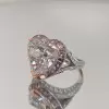 3.5ct Crushed Ice Heart Cut Pink Halo Engagement Ring