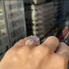 3.5ct Crushed Ice Heart Cut Pink Halo Engagement Ring