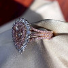 2ct Pear Cut Pink Sapphire Double Halo Engagement Ring