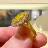 2ct Halo Oval Cut Yellow Sapphire Engagement Ring