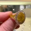 2ct Halo Oval Cut Yellow Sapphire Engagement Ring