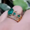 2.5ct Oval Cut Emerald Crown Engagement Ring