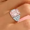 8.4ct Emerald Cut Morganite Pink Sapphire Cluster Engagement Ring