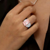 8.4ct Emerald Cut Morganite Pink Sapphire Cluster Engagement Ring