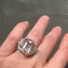 8.4ct Emerald Cut Morganite Pink Sapphire Cluster Engagement Ring