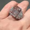 8.4ct Emerald Cut Morganite Pink Sapphire Cluster Engagement Ring