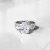 5.4ct Pear Cut White Sapphire Eternity Engagement Ring