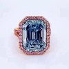 8.4ct Emerald Cut Aquamarine Halo Engagement Ring