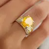 5.6ct Yellow Sapphire Two Tone Engagement Ring
