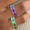 12ctw Emerald Cut Multicolor Sapphire Rainbow Ring