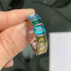 12ctw Emerald Cut Multicolor Sapphire Rainbow Ring