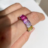 12ctw Emerald Cut Multicolor Sapphire Rainbow Ring