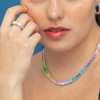 12ctw Emerald Cut Multicolor Sapphire Rainbow Ring