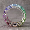 12ctw Emerald Cut Multicolor Sapphire Rainbow Ring