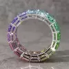 12ctw Emerald Cut Multicolor Sapphire Rainbow Ring