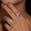 12ctw Emerald Cut Multicolor Sapphire Rainbow Ring