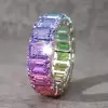 12ctw Emerald Cut Multicolor Sapphire Rainbow Ring