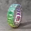 12ctw Emerald Cut Multicolor Sapphire Rainbow Ring