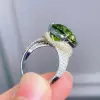6ct Cushion Cut Green Sapphire Paved Engagement Ring