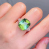 6ct Cushion Cut Green Sapphire Paved Engagement Ring