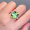 6ct Cushion Cut Green Sapphire Paved Engagement Ring