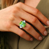 6ct Cushion Cut Green Sapphire Paved Engagement Ring
