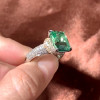 6ct Cushion Cut Green Sapphire Paved Engagement Ring