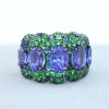12ctw Tanzanite Blue and Green Sapphire Cocktail Ring