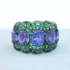 12ctw Tanzanite Blue and Green Sapphire Cocktail Ring