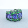 12ctw Tanzanite Blue and Green Sapphire Cocktail Ring
