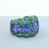 12ctw Tanzanite Blue and Green Sapphire Cocktail Ring