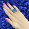 12ctw Tanzanite Blue and Green Sapphire Cocktail Ring