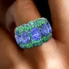 12ctw Tanzanite Blue and Green Sapphire Cocktail Ring