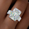 14.2ct Emerald Cut White Sapphire Paved Engagement Ring
