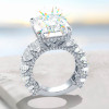 14.2ct Emerald Cut White Sapphire Paved Engagement Ring
