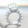 14.2ct Emerald Cut White Sapphire Paved Engagement Ring