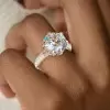 8.5ct Round Cut White Sapphire Paved Engagement Ring