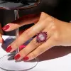 4ct Cushion Cut Pink Sapphire Ruby Halo Vintage Cocktail Ring