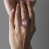 4ct Cushion Cut Pink Sapphire Ruby Halo Vintage Cocktail Ring