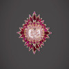 4ct Cushion Cut Pink Sapphire Ruby Halo Vintage Cocktail Ring