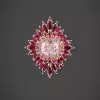 4ct Cushion Cut Pink Sapphire Ruby Halo Vintage Cocktail Ring