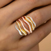Three Tone White Sapphire Twist Aniverary Ring