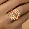 Three Tone White Sapphire Twist Aniverary Ring