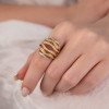 Three Tone White Sapphire Twist Aniverary Ring