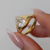 3ct Pear Cut White Sapphire Classic Engagement Ring