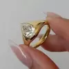 3ct Pear Cut White Sapphire Classic Engagement Ring