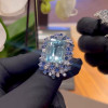 14ct Emerald Cut Aquamarine Cluster Cocktail Ring