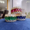 9ctw Emerald Cut and Round Cut Bold Wedding Band