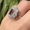 3.7ct Vintage Emerald Cut Watermelon Tourmaline Engagement Ring